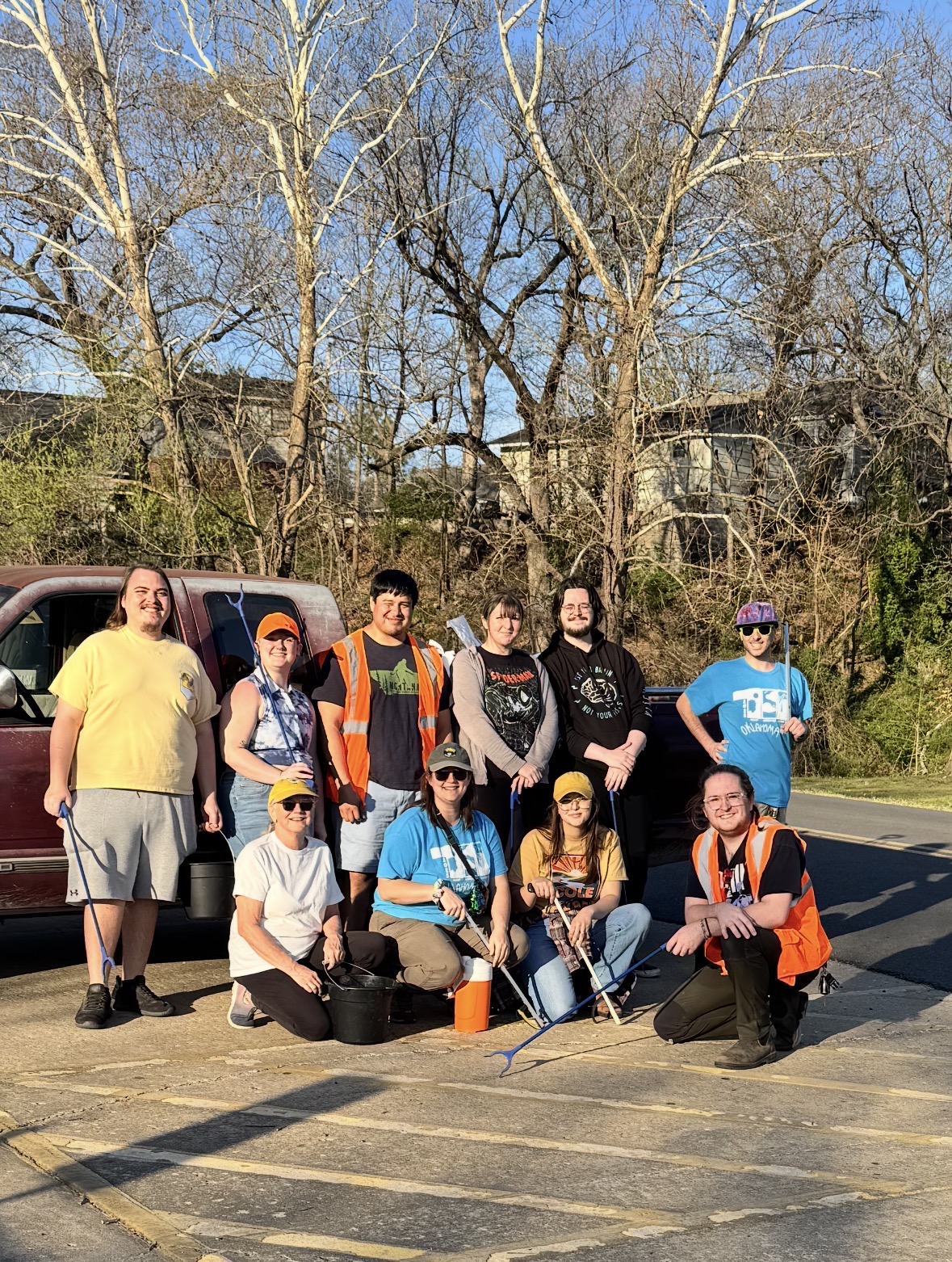 Christopher Wier with a community cleanup crew