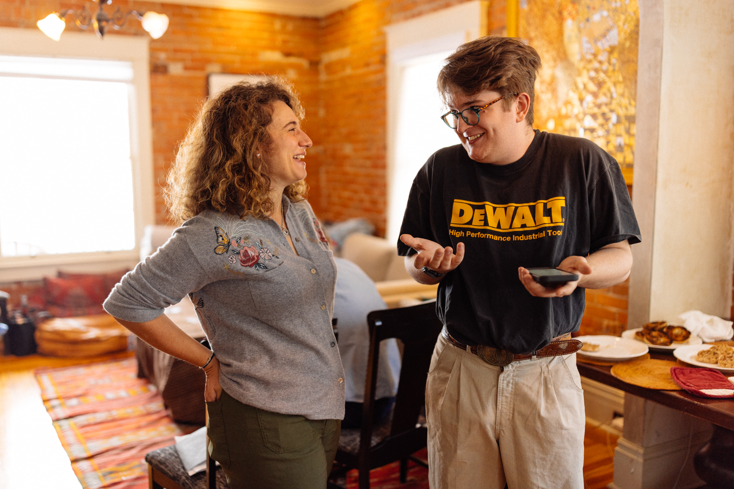 Christopher Wier talking with a constituent